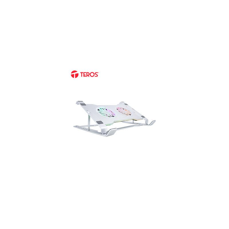 Cooler para notebook TEROS TE-7135N, soporta tablets y notebooks de 9" hasta 16", plateado
